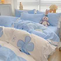 Small frescoed bed with supplies four pieces of bed linen full cotton pure cotton minima soft nude bed cover bed cover bed hat style