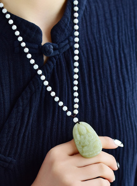 和田玉本命佛吊坠男十二生肖守护神文殊普贤菩萨千手观音本命年女