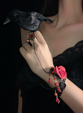 蕾丝花边玫瑰手链朋克风