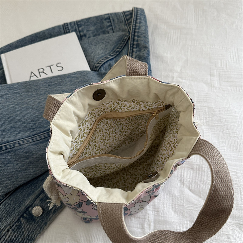 手提包手工布艺2025上班逛街手拎小布包束口手机零钱收纳配帆布袋,淘宝优惠券,粉丝福利购,淘宝优惠卷