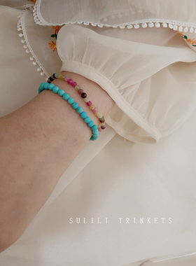 夏季小清新精致手工串珠细链子手链天然石贝壳珠简约百搭叠戴手饰