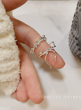 冷淡风简约蝴蝶结戒指高级感时尚潮流设计款新款爆款百搭港风指环