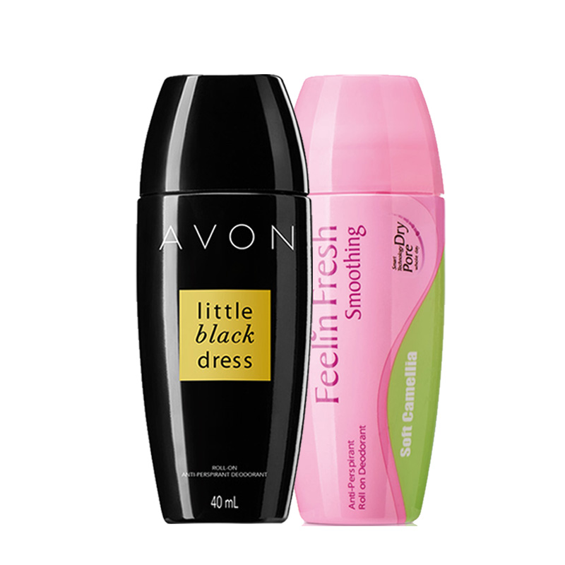avon雅芳惠林美专卖店雅芳山茶小黑裙滚珠止汗香体露40mlX2瓶淡香清爽止汗抑味女士正品3