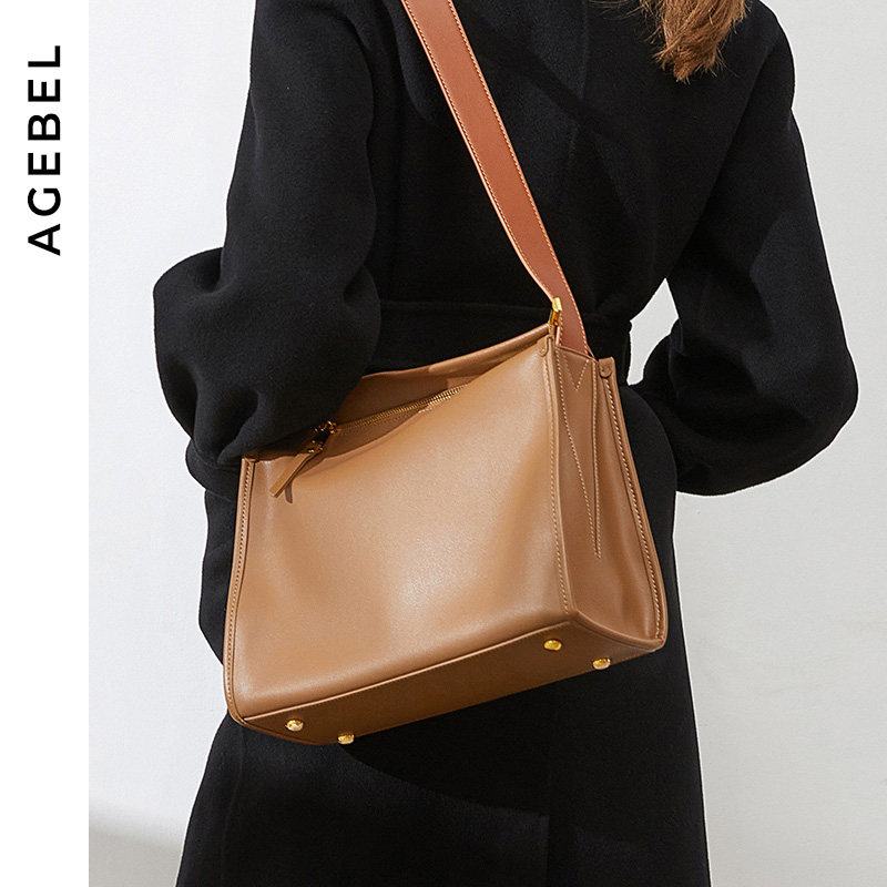2021秋冬高级感真皮宽肩带大包包 艾吉贝女士包袋