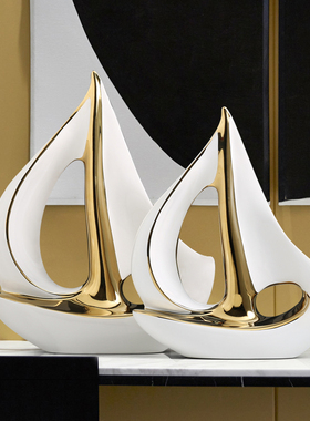 一帆风顺帆船摆件轻奢客厅酒柜电视柜高端大气P办公室书柜桌面装