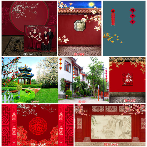 定制新款全家福背景影楼拍照大背景高清春节照相背景纸 - 图0