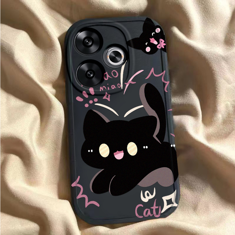 适用红米Note13R手机壳小米RedmiNote13R5G保护套Redmi新款Noto可爱RED液态硅胶软壳全包防摔Not男女黑猫白狗 - 图2