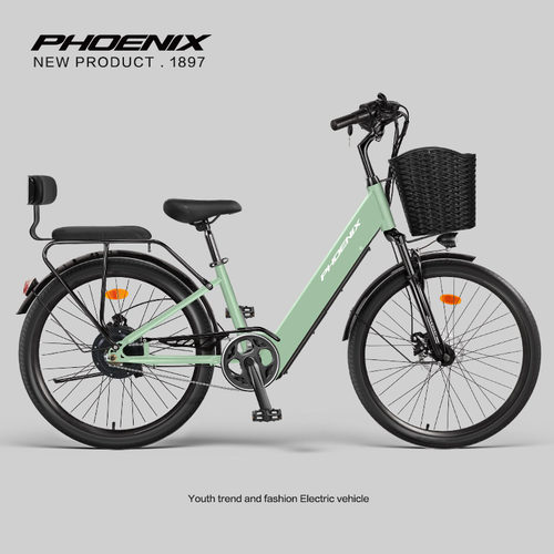 凤凰24/26寸锂电电动自行车新国标电助力自行车通勤轻便电动车 - 图0