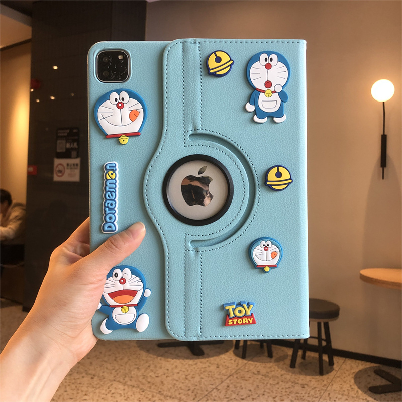 diy蓝胖子公仔360度旋转iPad9/8/7保护套10.2寸9.7适用a2197苹果air54平板壳Pro11卡通A1566防摔第十代10.9寸-图1