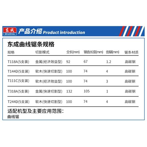 东成曲线锯锯条木工木铝材塑料细齿金属切割T118A/T111C粗电锯条-图2