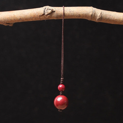 天然原矿朱砂圆珠手机挂件 高含量紫金砂晶体砂散珠u盘挂绳钥匙扣 - 图3