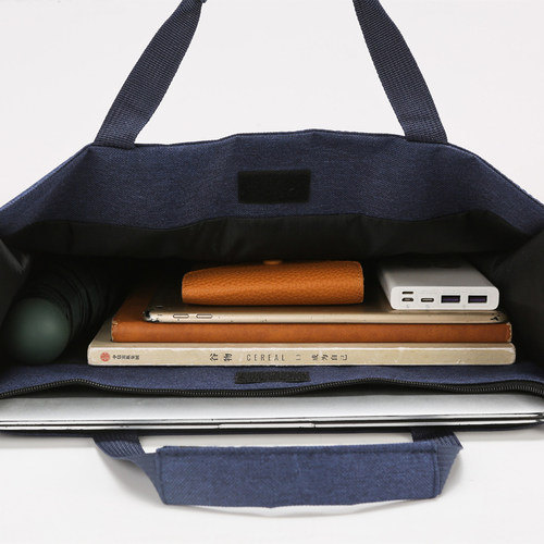 横款加厚帆布文件包袋男女会议学生手提拎资料A4补习定制印刷logo - 图0