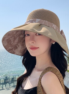 镂空透气大沿遮阳帽女夏