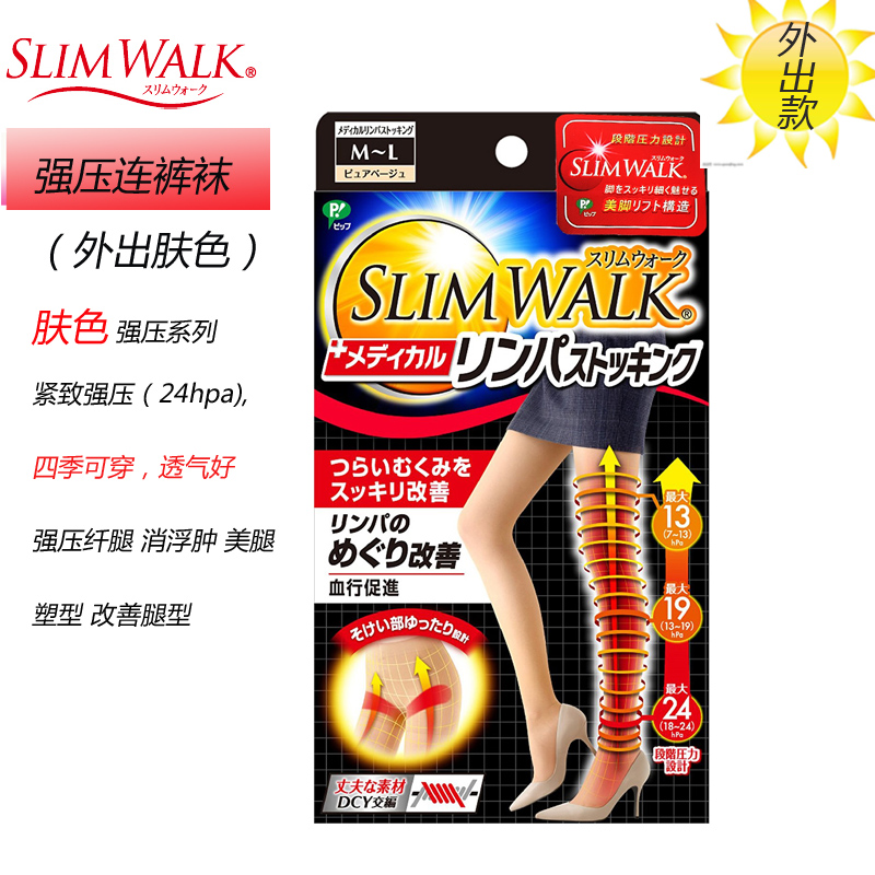 日本slimwalk医用强压力袜显瘦美腿提臀袜打底裤塑形光腿细腿纤腿-图0