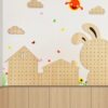 Kindergarten school classroom environmentally friendly floor-to-ceiling hole board custom-made solid wood cartoon shelf style wall storage partition