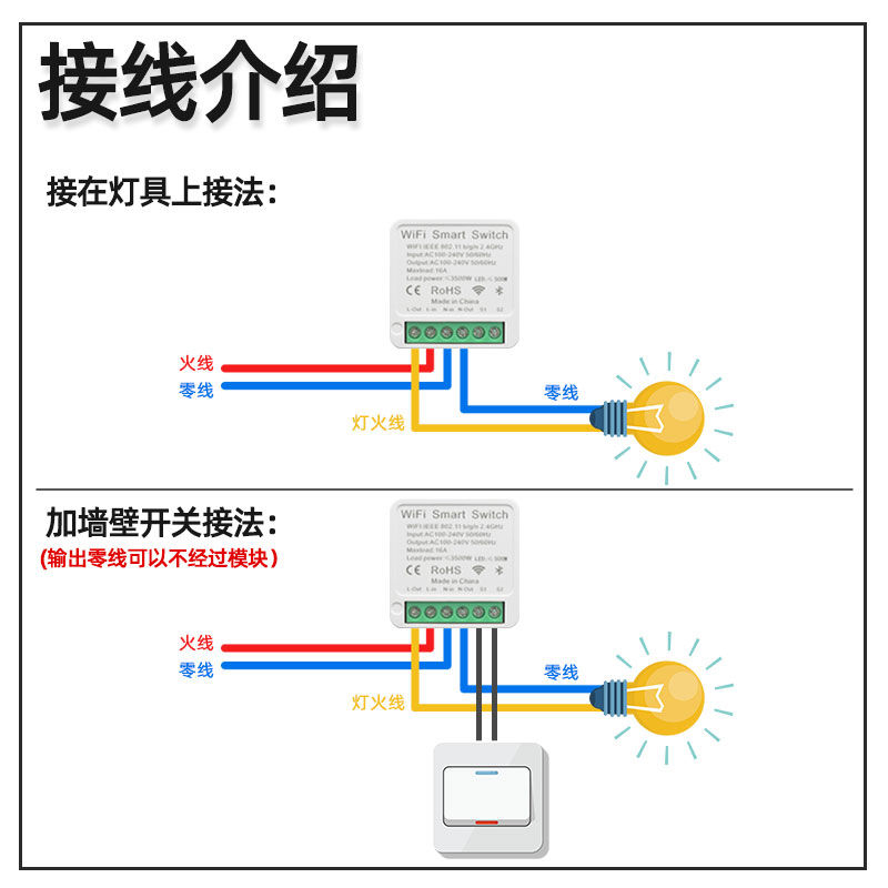 易微联Wifi迷你16A智能开关双控改装件定时ewelink APP智能通断器 - 图1