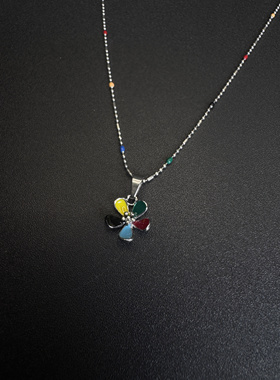 New Vintage古著设计感Colorful flowers项链