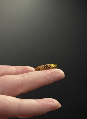New Vintage 古著 复古金色雕花文艺气质开口戒指女款P122752
