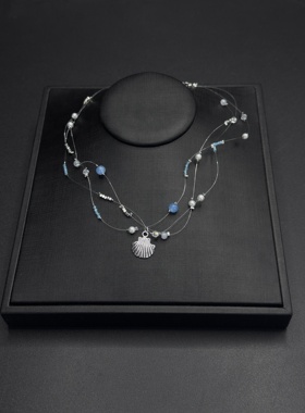海星贝壳珍珠颈链项链女款度假锁骨链蓝色海岛氛围感配饰R30401