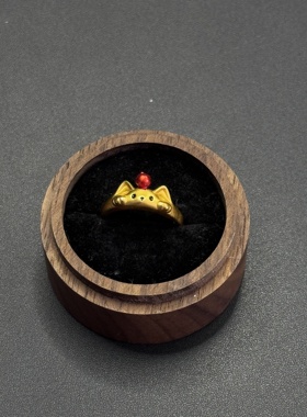 Vintage古著苹果小猫戒指苹果戒指甜美少女款食指戒百搭H110451