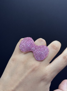 仙莉丝原创kitty粉色蝴蝶结戒指ys千禧ins辣妹超闪视觉系R30406