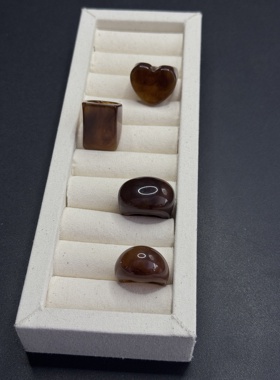 Vintage古著极简琥珀纹理树脂戒指复古秋冬美拉德轻奢指环H100158