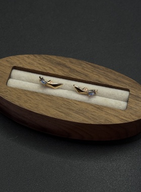 Vintage古著折纸小船青春感个性创意小巧几何耳饰耳钉P120660