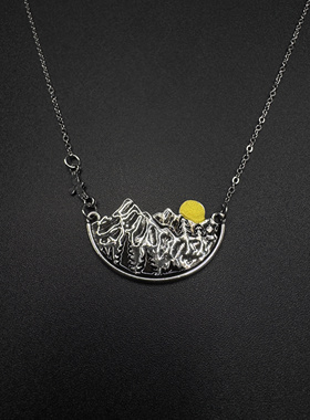 New Vintage古著设计感小众 越過山丘 项链