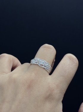 戒指小众独特设计银色拉丝多层环绕冷淡风甜酷高级指环P10151