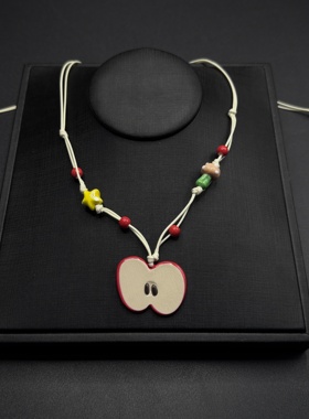 清甜苹果清新多巴胺手工项链小众甜美锁骨显白气质颈链女R90953