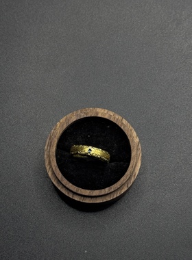 Vintage古著复古亚特兰蒂斯海波纹拉丝海蓝戒指女轻奢戒指P120254