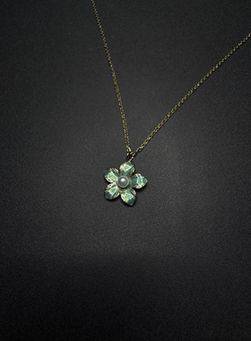 Vintage古著设计感古早风Pearl flowers项链