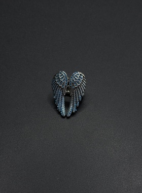 冰雪天使｜Gwu 天使翅膀戒指复古朋克爱心时尚指环食指戒R30306