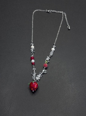 巨显白草莓吊坠原创串珠项链ins手工春夏可爱日常y2k女R30701