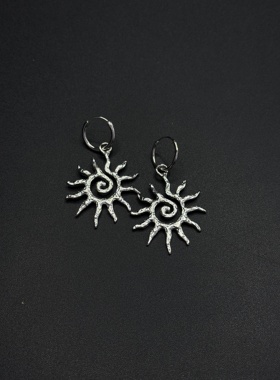 欧美时尚简约设计感太阳花耳环潮流百搭螺旋太阳耳饰饰品P10356