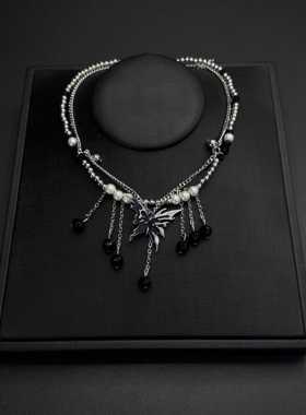 甜酷辣妹蝴蝶项链女钛钢珍珠轻奢高级感拼接锁骨链性感饰品H30813