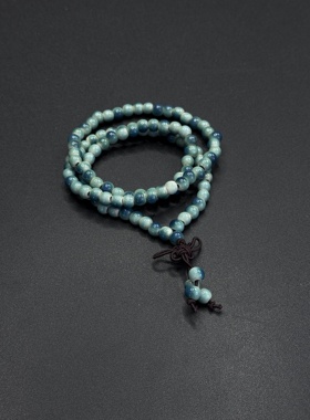 新中式把玩三圈叠戴景德镇陶瓷手链饰品女民族风手串女礼物R22207