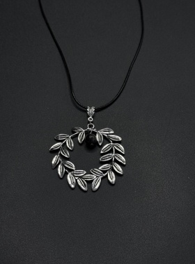 热销新款项链叶子戒指吊坠魅力链项链嘻哈朋克珠宝绳链R30304