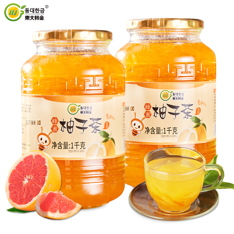 东大韩金旗舰店东大韩金蜂蜜柚子茶1kg*2奶茶店专用柚子果酱泡水冲饮品灌装原料0
