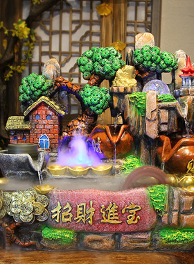 假山流水生财摆件循环水开业礼品招财进宝店铺桌面装饰风水轮礼物