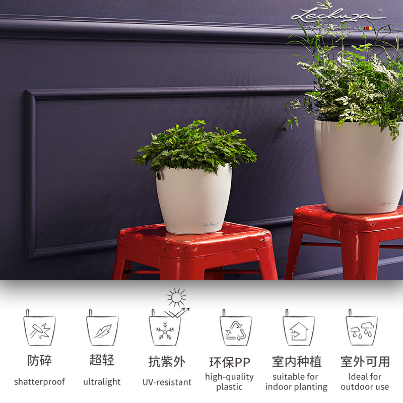 Lechuza德国进口树脂家用花盆桌面欧式自动上水创意圆classic 21 - 图2