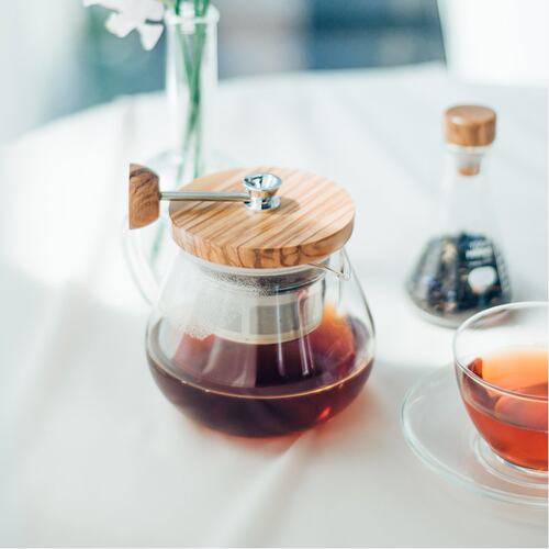 HARIO日本带滤网日式耐热玻璃创意泡茶壶木质盖茶具茶水分离TEO - 图2