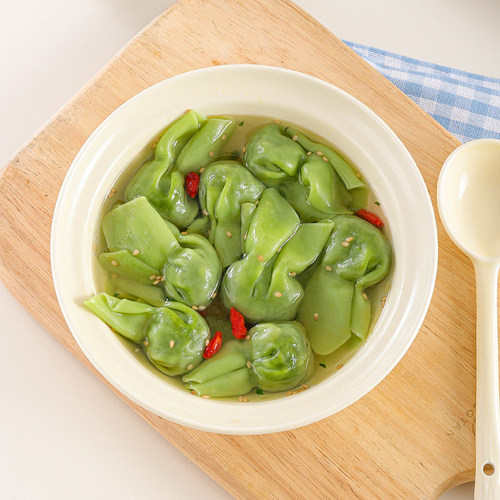 妙维根减盐版纯素大馄饨小馄饨彩色彩色馄饨早餐荠菜馄饨素云吞素 - 图1