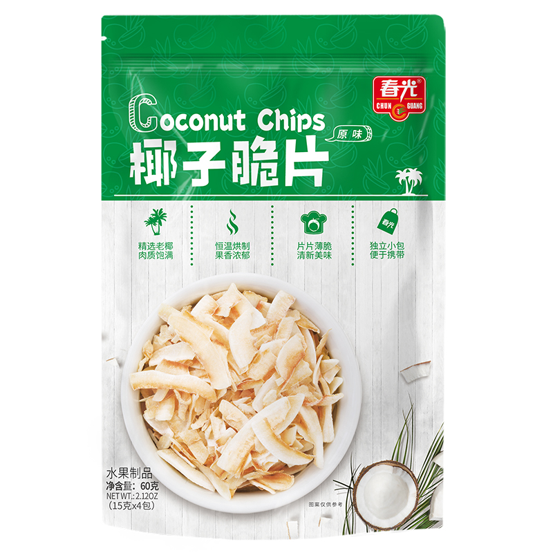 春光食品旗舰店 海南特产 椰子脆片60g 烘烤椰子片干零食 - 图0