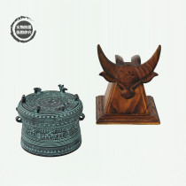 Quality 10 bronze excellent Guangxi handicraft folk drum Jiu Jinzhuang Cattle head seat bronze cm