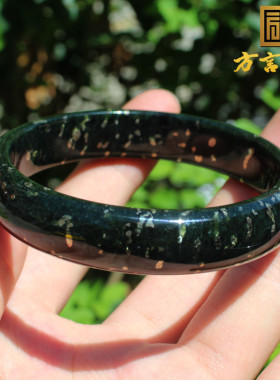 青玉黄铁矿伴生闪金58mm宽手镯