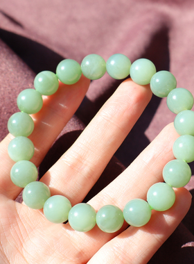 俄罗斯老料碧玉粉绿10mm圆珠手串