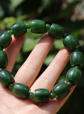 俄罗斯老料红皮碧玉13mm直切手串