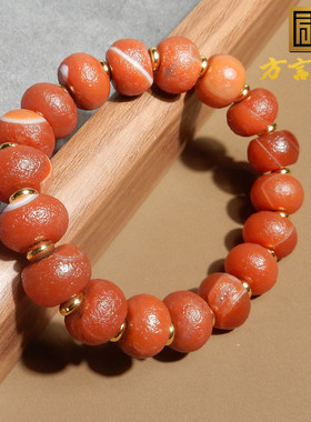 藏传特色级天然包浆红玛瑙手串