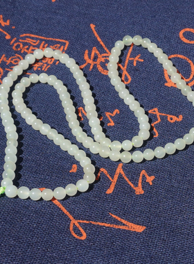 和田玉青海料冰底无结构晴水手串